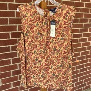 NWT - Chaps - Tan/Multi-Color Paisley Print Tank